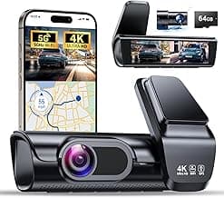 K600 4k Dash Cam Front and Rear, 3.59" IPS Screen, Built-in GPS 5G WiFi Dash Camera for Cars with App, UHD 2160P Night Vision Free 64G SD Card, 170° Wide Angle, HDR, 24H Parking Mode