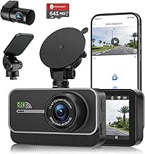 Dash Cam Front and Rear,4K+1080P WiFi Dual Dash Camera for Cars with App, 3" IPS Dashboard Camera Recorder,Night Vision,24H/7 Parking Mode, Loop Recording,170° Wide Angle,Free 64GB SD Card