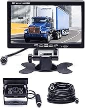 Hikity 7" Backup Camera with Monitor Kit, Waterproof 18 IR LED Night Vision Reverse Camera + Rear View Monitor Vehicle Parking System for RV Bus Trailer Truck (65ft 4-Pin Aviation Video Cable)