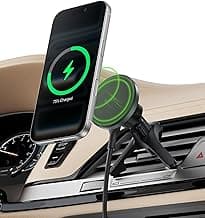 Belkin Wireless Car Charger, Magnetic Car Vent Mount w/ 1M USB C Cable, Qi2 MagSafe Compatible Fast Charging iPhone Charger for iPhone 17, Galaxy S25, Pixel 10, & More - Travel Accessories - Black
