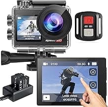 Action Camera 4K 60FPS with Touch Screen 20MP Waterproof Camera Underwater 131FT with EIS for Snorkeling Helmet Bike 170° Wide Angle Remote WiFi 5XZoom